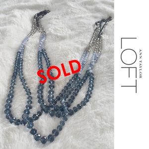 LOFT Blue Multi-Strand Crystal Rondelle Necklace